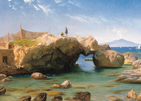 Carl Frederic Aagaard Eine Felsige Kuste Mit Dem Vesuv Im Hint