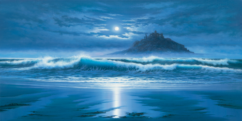 John F Sim Moonlit St Michaels Mount