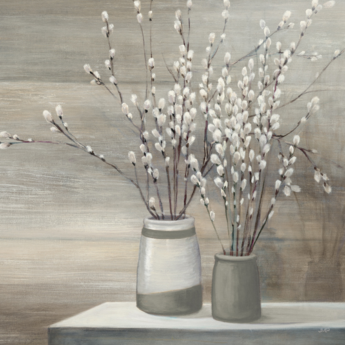 Julia Purinton Pussy Willow Still Life With Grey Pots C