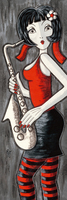 Mirota Brune Au Saxophone