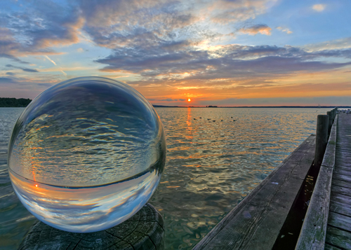 Rolf Fischer Kugelwelt Sonnenuntergang Am See