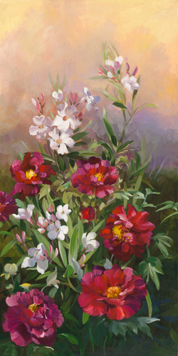 Sylvie Vernageau Pivoines Rouges Et Laurier