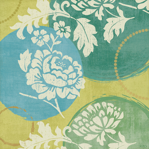 Veronique Charron Floral Decal Turquoise I